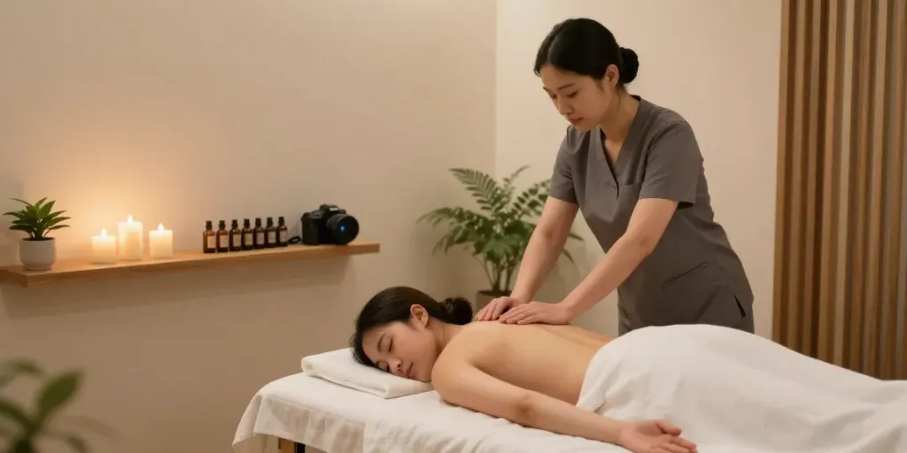 Experience a rejuvenating 청라출장마사지 in a tranquil massage therapy room.