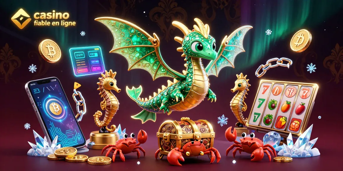 Plongez dans l'univers de casino fiable en ligne avec un dragon sous-marin et des pièces de crypto-monnaie