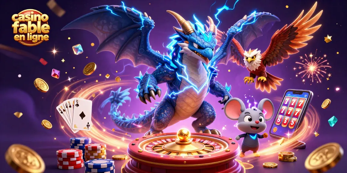 Découvrez un dragon puissant et des éléments de casino dans un univers vibrant, casino fiable en ligne.