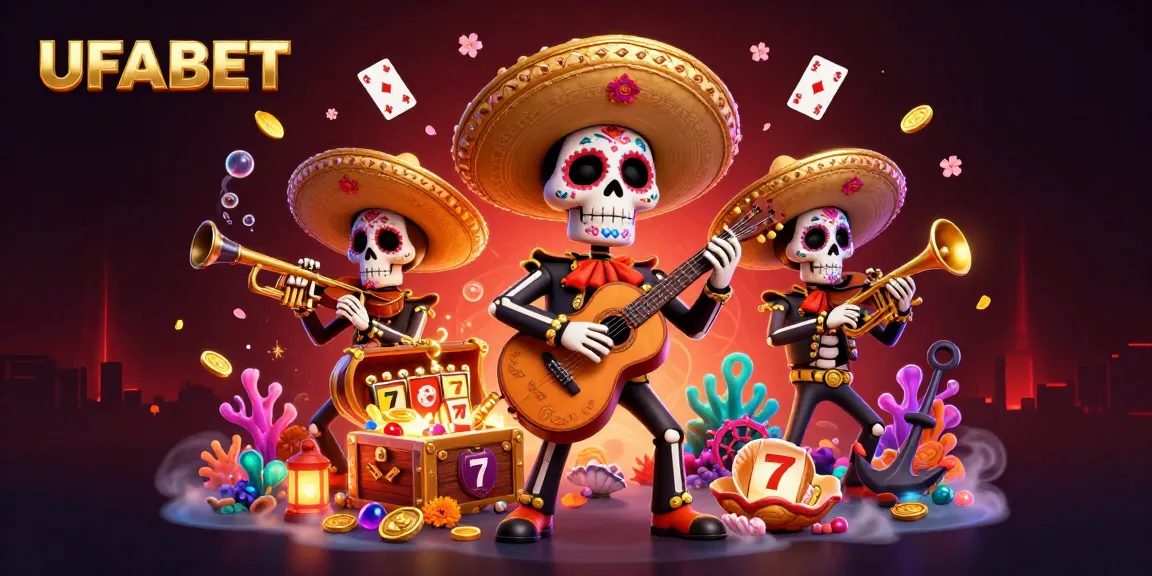 Experience exciting slots action with UFABET amid vibrant mariachi characters and glittering treasures.