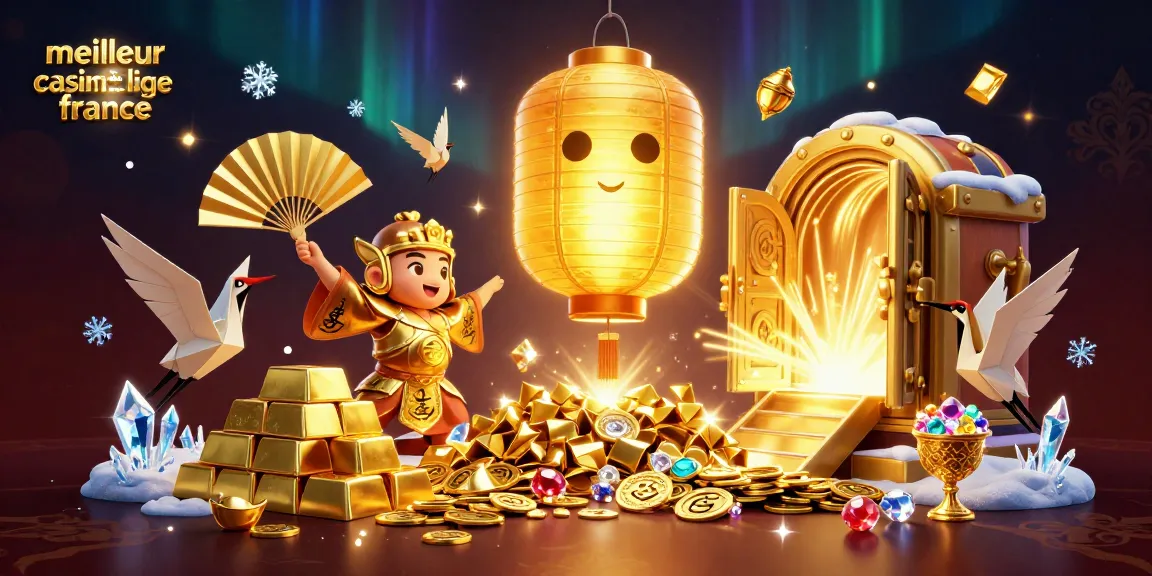 Plongez dans l'univers du meilleur casino en ligne France avec cette scène magique remplie d'éléments de jeu captivants.