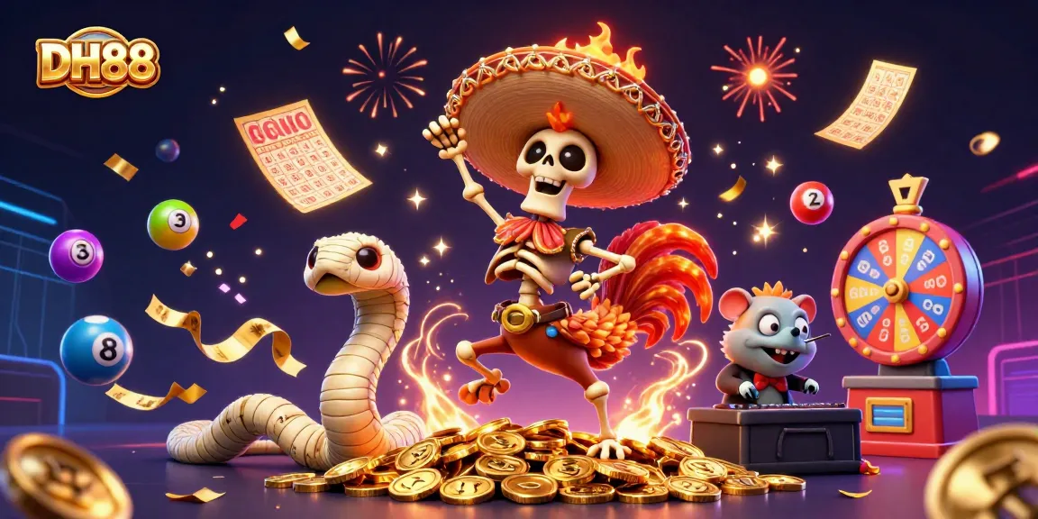 Engage in thrilling gameplay at DH88, featuring vibrant characters and dynamic casino elements.