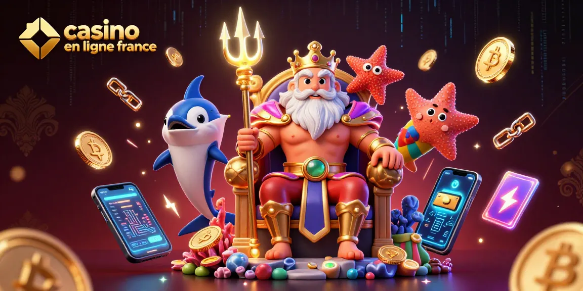 Plongez dans l'univers du casino en ligne France avec Neptune, flanqué de son garde samouraï.