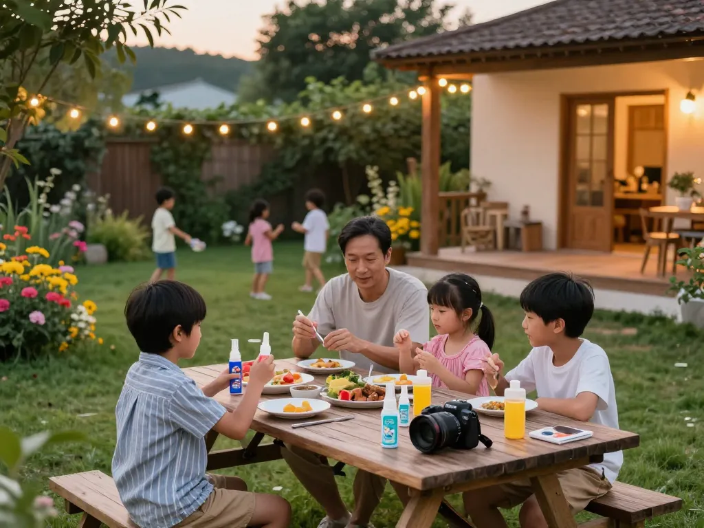 Best Mosquito Repellent for outdoor family barbecue, showcasing joyful moments and safety.