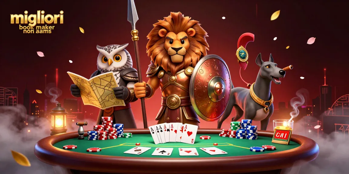 Immagine rappresentativa di migliori bookmaker non AAMS con elementi di scommesse e strategia, compresi personaggi 3D.