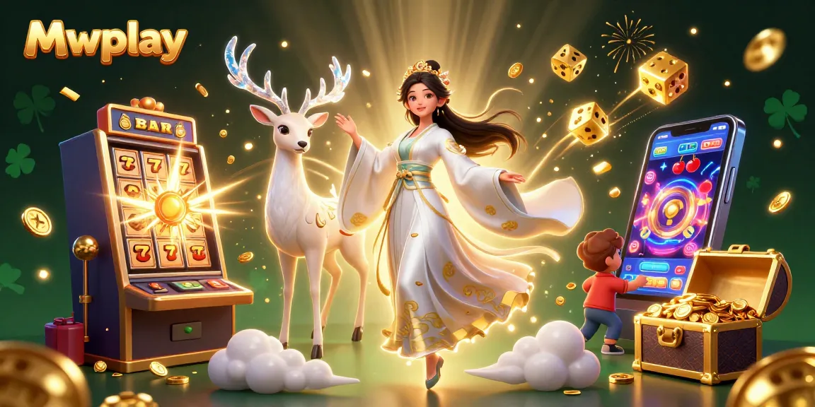 Experience the thrill of Mwplay's online gaming with this vibrant 3D casino illustration.