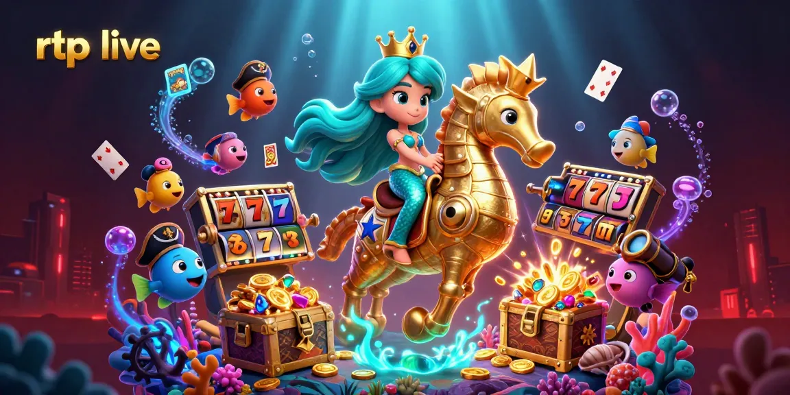Experience thrilling rtp live action in a vibrant underwater casino scene with a mermaid and seahorse.