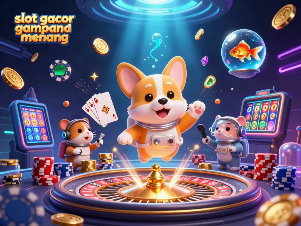 Menangkan slot gacor gampang menang dengan keseruan gameplay di kasino digital dalam ilustrasi 3D.