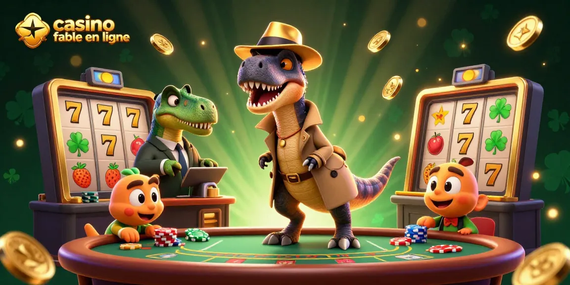 Illustration dynamique illustrant l'univers du casino fiable en ligne avec des personnages animés intrigants.