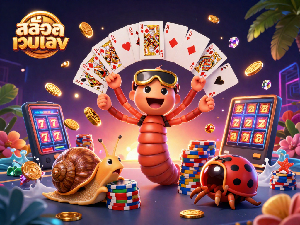 Experience the excitement of สล็อตเว็บตรง with our vibrant 3D illustration featuring dynamic casino elements.