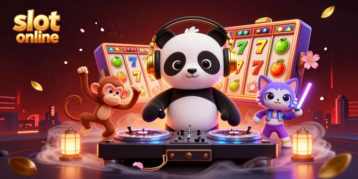 Experience excitement with slot online featuring a DJ panda and vibrant casino elements in 3D.