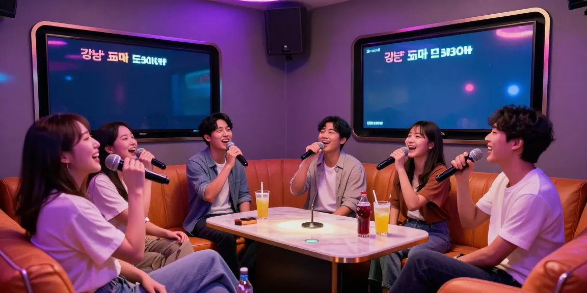 도파민 가라오케에서 친구들과 함께 즐거운 노래 모임을 갖고 있는 모습