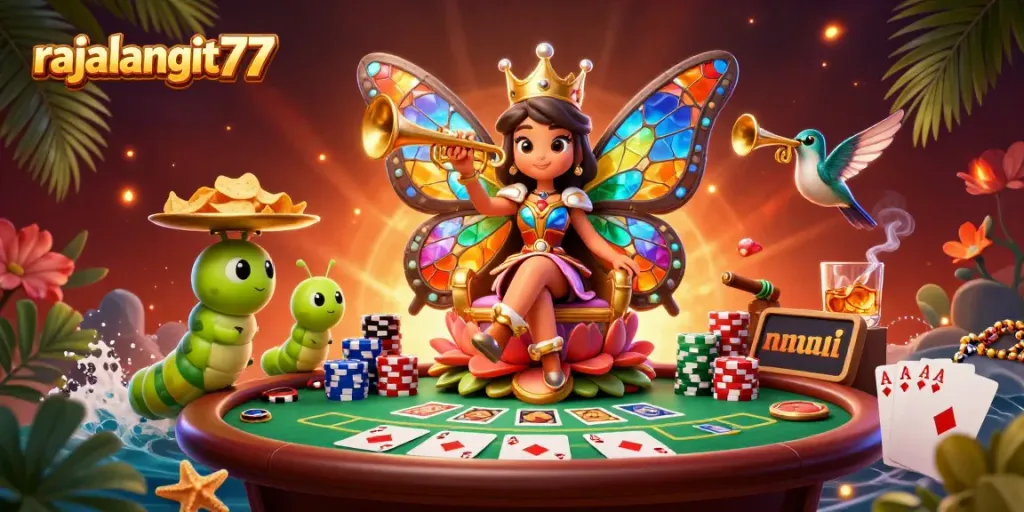 Bermain di rajalangit77 dengan ilustrasi ratu kupu-kupu 3D di kasino.