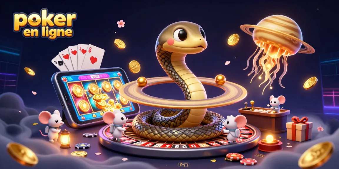 Joue au poker en ligne avec une illustration dynamique d'astronautes sur une roulette cosmique.