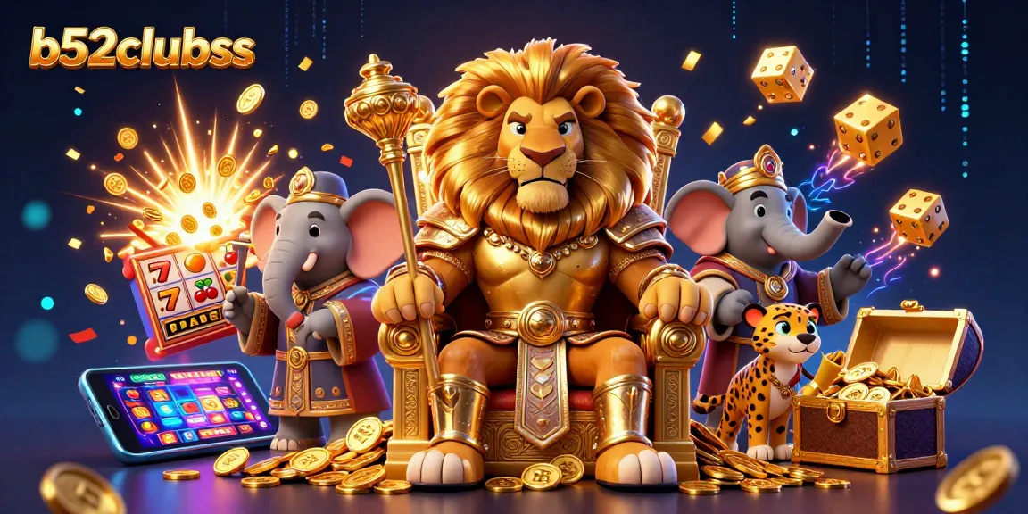 Experience thrilling gameplay at b52clubss with a fierce lion king surrounded by explosive jackpots and casino glory!