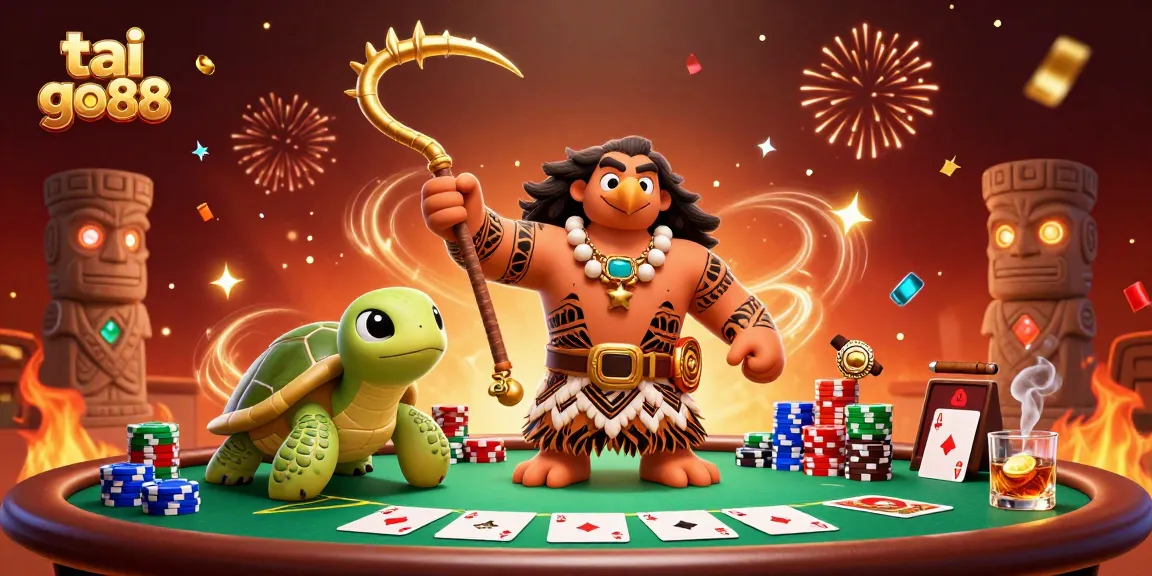 Visually engage in tai go88 gameplay featuring vibrant characters, poker elements, and celebratory effects.