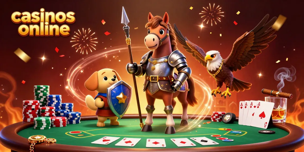Explora casinos online en España con un caballero, un cachorro y un halcón en una emocionante partida.