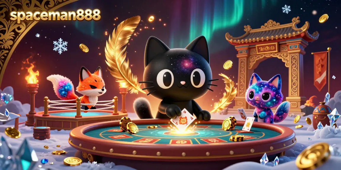 Experience thrilling gameplay at spaceman888 with 3D cartoon characters pulling golden chips in a cosmic casino.