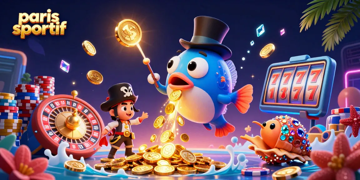 Bettez sur paris sportif avec un poisson-lampe 3D en haut-de-forme attirant des pièces d'or.