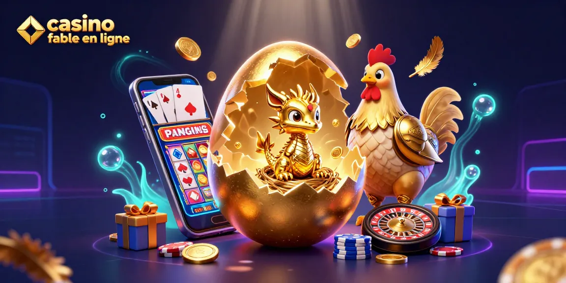 Profitez d'une expérience de jeu immersive dans un casino fiable en ligne avec un dragon doré et des jetons de poker.