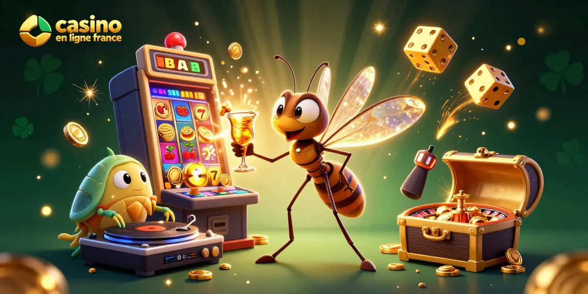 Profitez de l'excitation du casino en ligne France avec un décor animé de jeux et personnages 3D.
