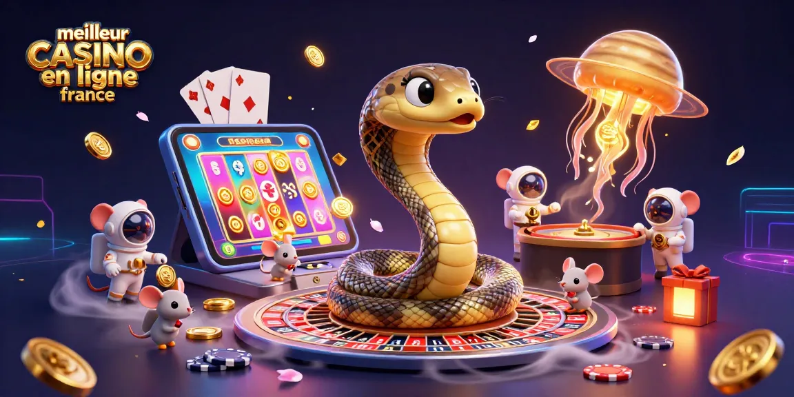 Visuels dynamiques illustrant le meilleur casino en ligne France avec des astronautes et des jeux