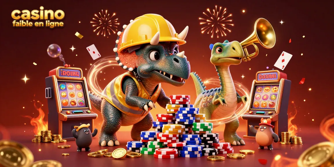 Vivez l'excitation d'un casino fiable en ligne avec des dinosaures construisant des jetons.