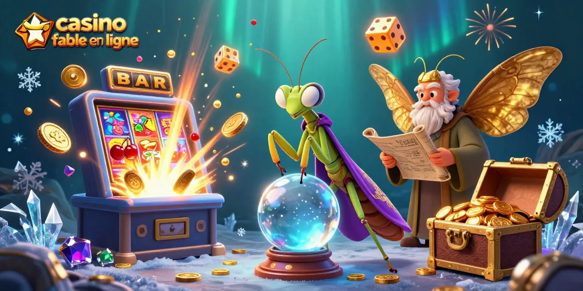 Jouez maintenant à casino fiable en ligne avec une illustration 3D captivante de machines à sous et de personnages mystiques.