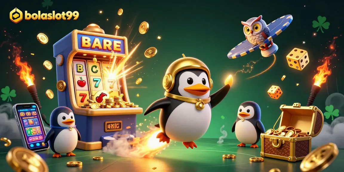 Experience bolaslot99's casino adventure with a golden penguin and slot jackpot explosion.