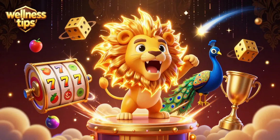 Experience wellness tips for casino success with vibrant slot game symbols in a dynamic 3D scene.