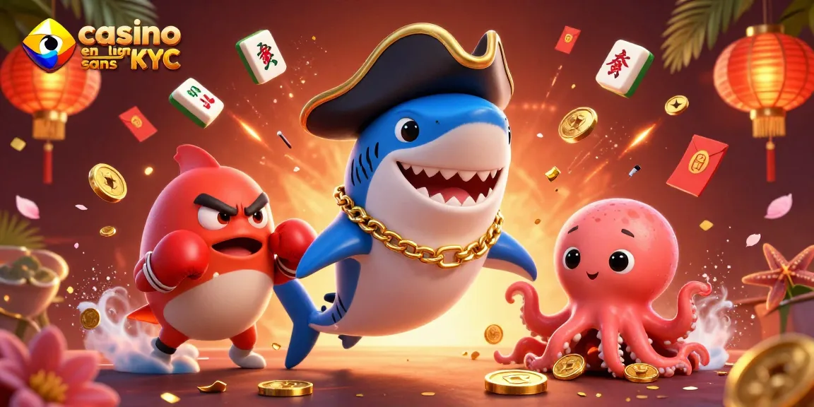 Profitez de jeux rapides dans un casino en ligne sans KYC avec des personnages animés et des éléments festifs.