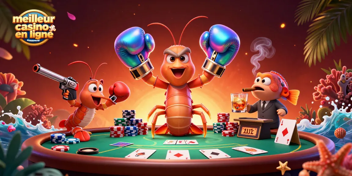 Illustration 3D du meilleur casino en ligne France avec une crevette mante dans des gants de boxe.