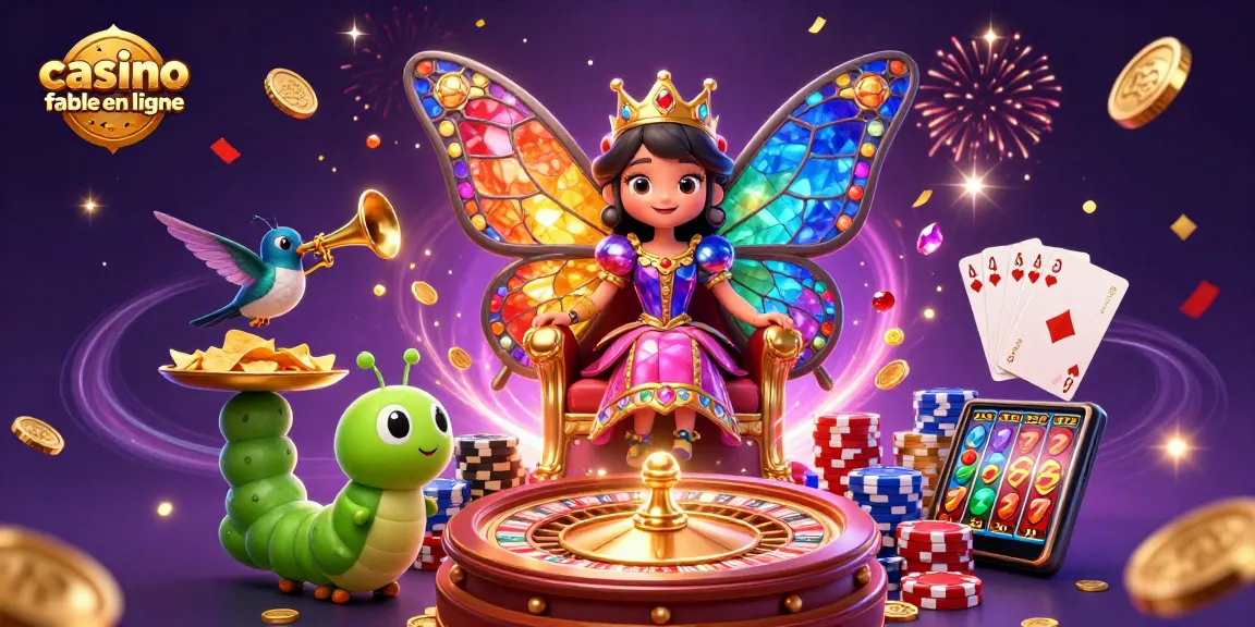 Plongez dans l'univers du casino fiable en ligne avec une reine papillon et des éléments de jeu éblouissants.