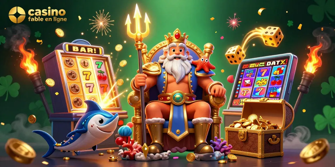 Profitez d'une illustration vibrante de casino fiable en ligne avec Neptune et des machines à sous.