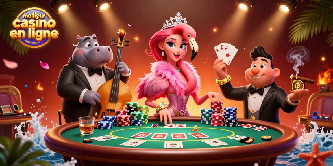 Vivez le meilleur casino en ligne France avec une scène dynamique de joueurs de poker et d'animations captivantes.