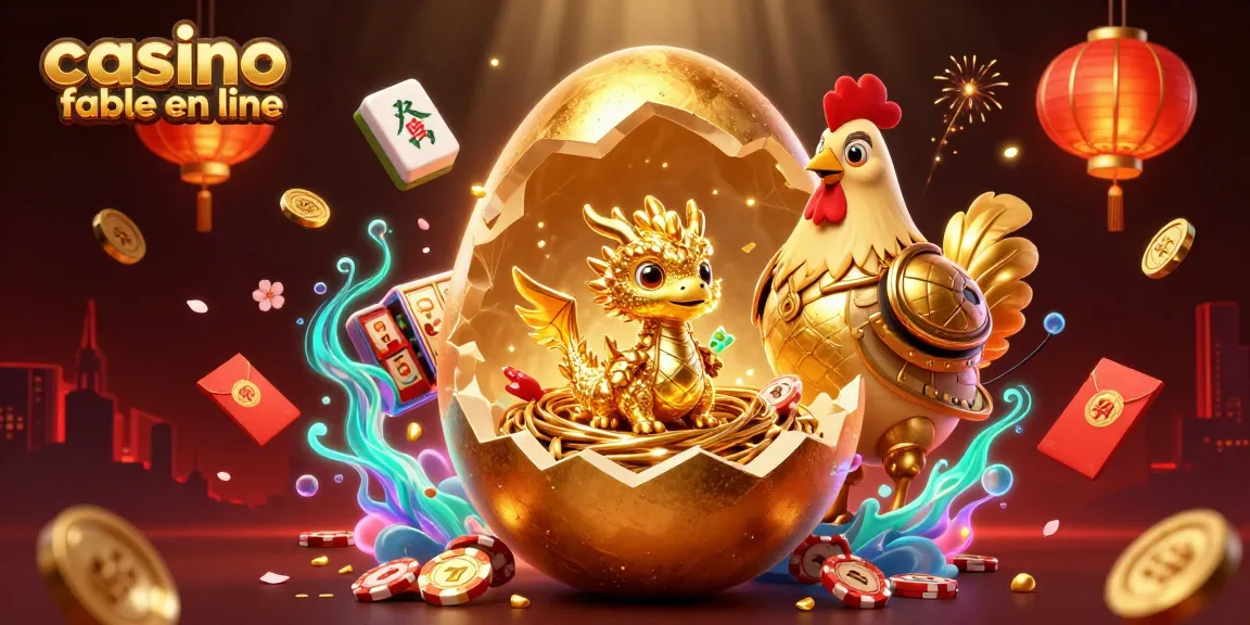 Découvrez un bébé dragon doré sur un nid de jetons de poker dans un casino fiable en ligne.
