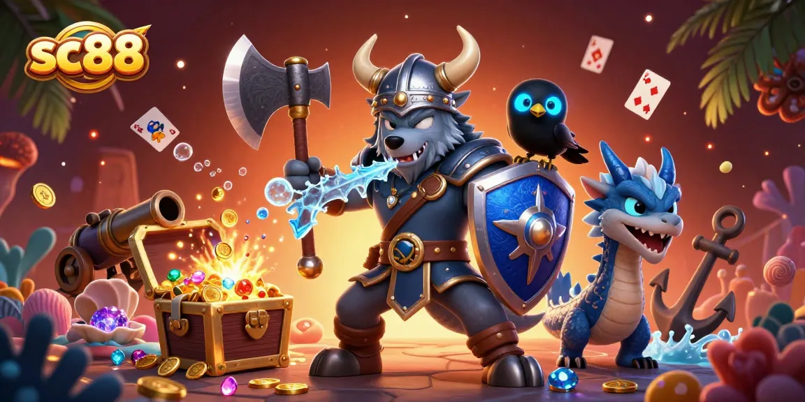 Experience thrilling bets with sc88 in a vibrant 3D Viking-inspired casino world.