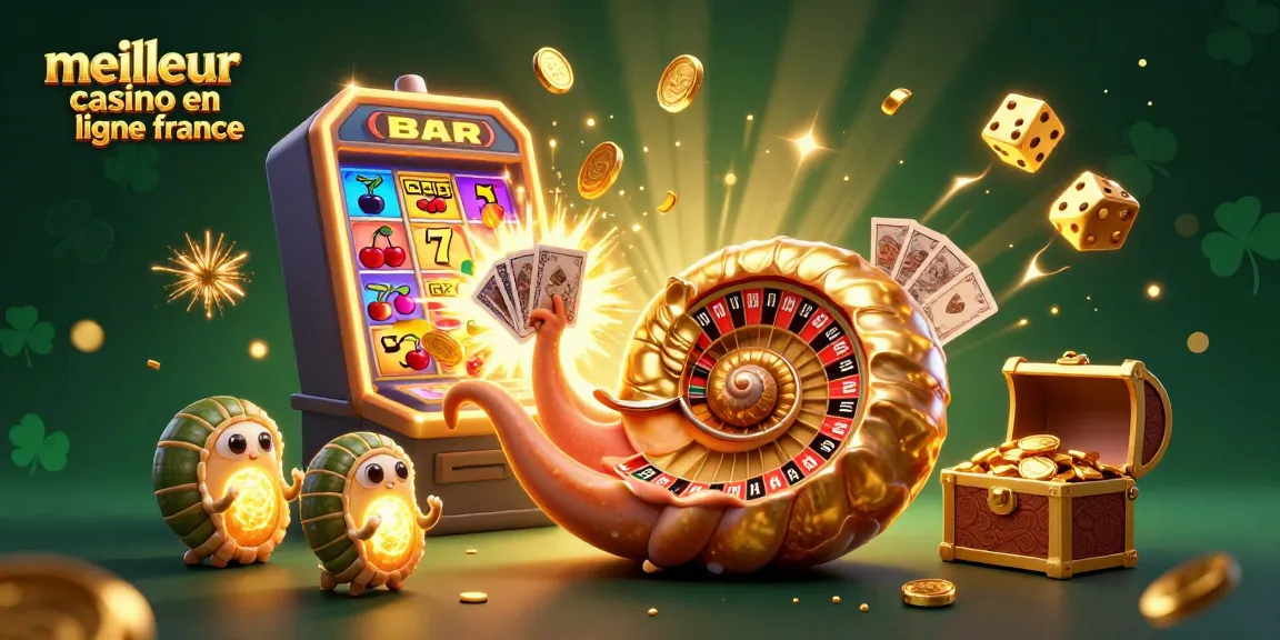 Le meilleur casino en ligne France présente une illustration 3D de machines à sous et de jeux colorés.