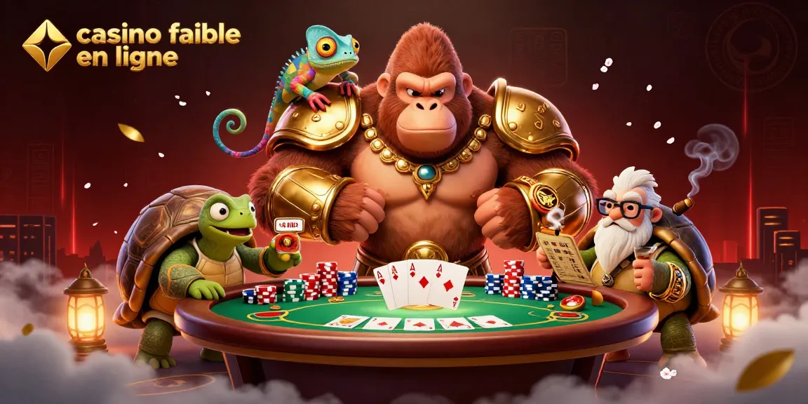 Jouer à un casino fiable en ligne avec une illustration dynamique de personnages et d'éléments de jeu.