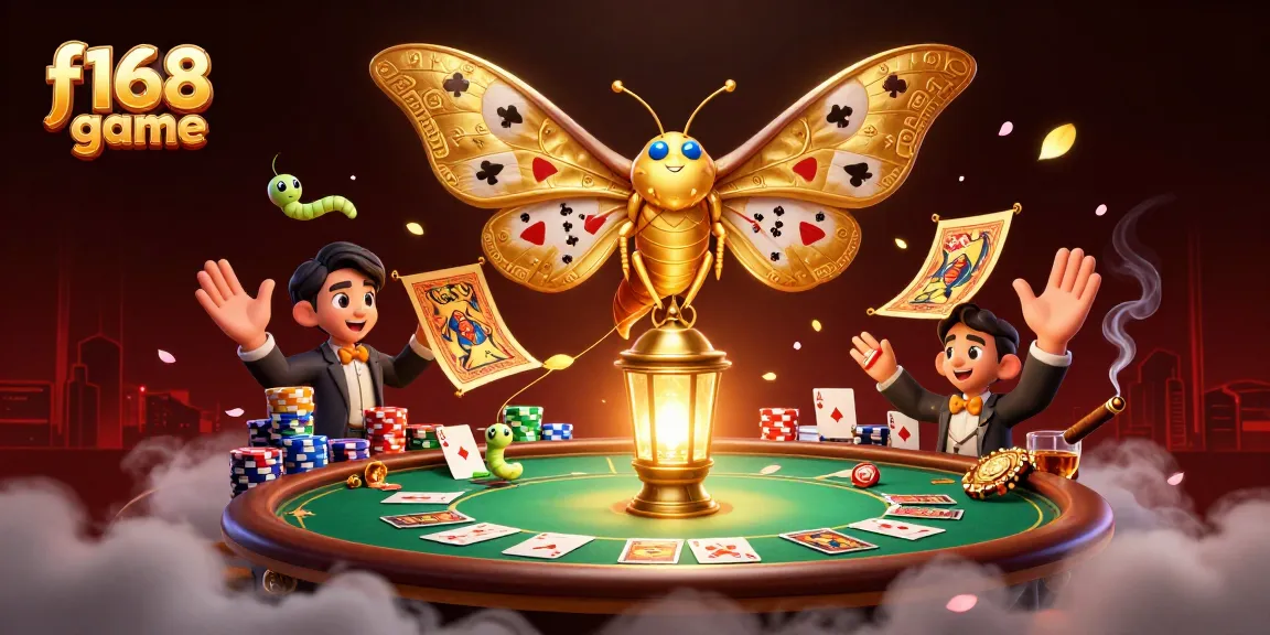 Experience thrilling gameplay at f168 game with golden moths and vibrant casino elements.