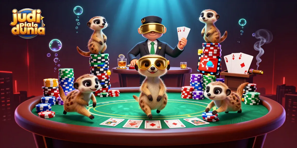 Experience judi piala dunia excitement with lively meerkats in a captivating casino scene.