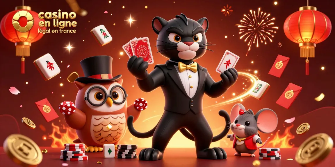 Jeux excitants sur un casino en ligne légal en France avec des personnages charmants et des éléments festifs.
