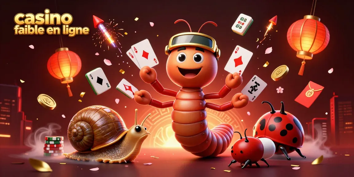 L'image présente une scène animée de casino fiable en ligne avec un dealer millipède et un escargot parieur.