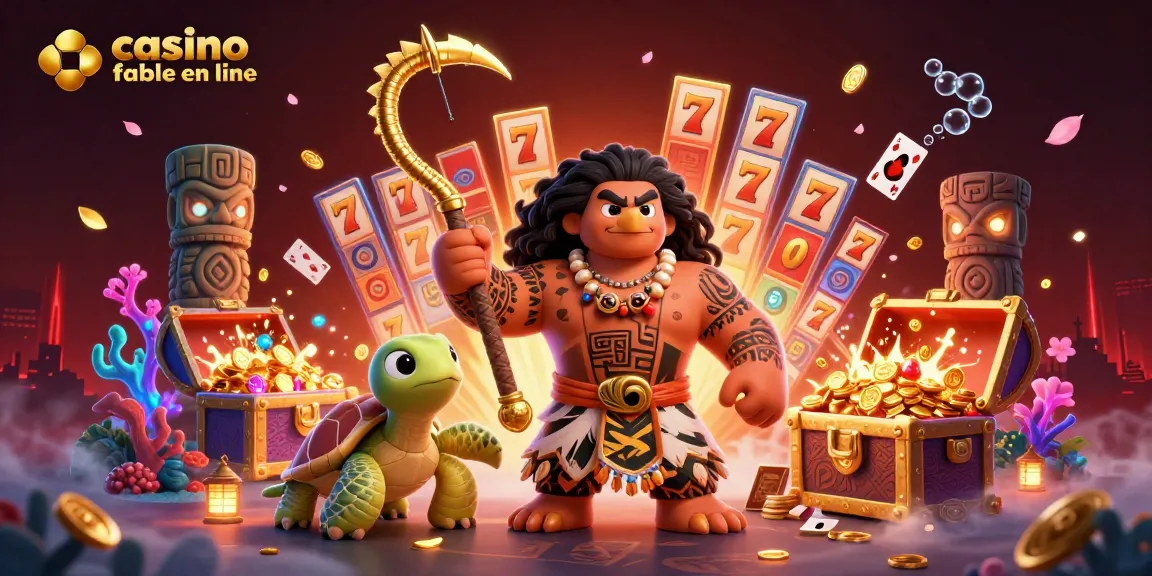 Plongez dans un univers captivant de casino fiable en ligne avec un démigod hawk détenant un hameçon doré et des éléments ludiques.