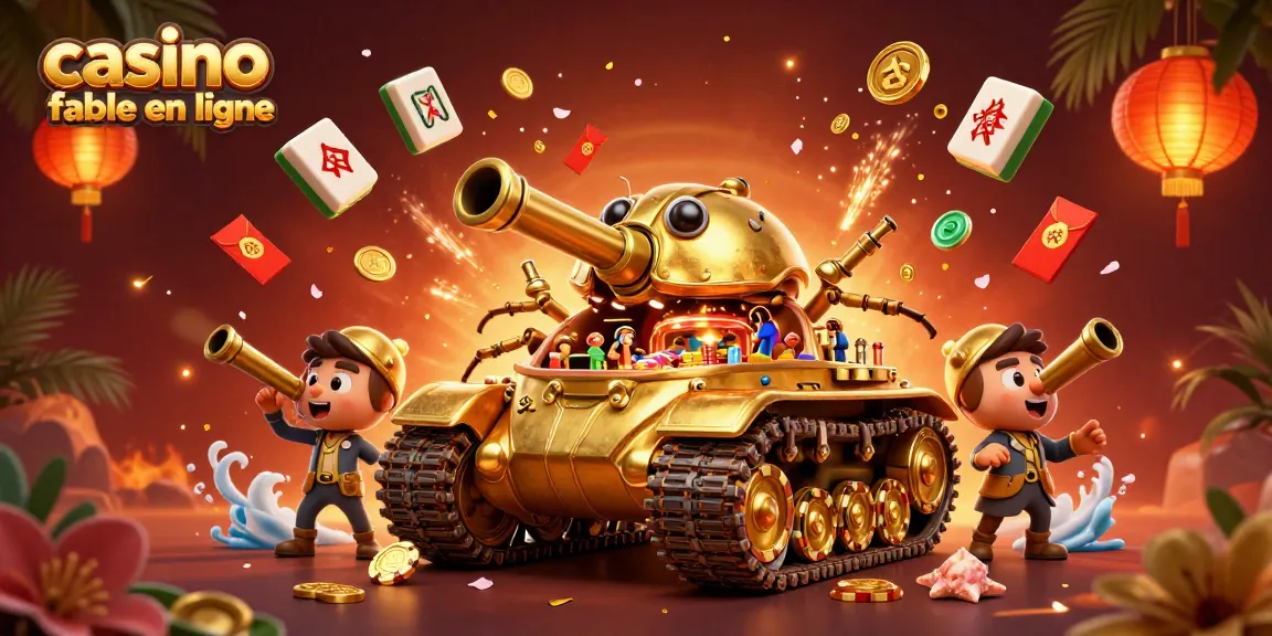 Visualisez un casino fiable en ligne dynamique, avec un tank en forme de scarabée doré dévoilant un mini-casino à l'intérieur.